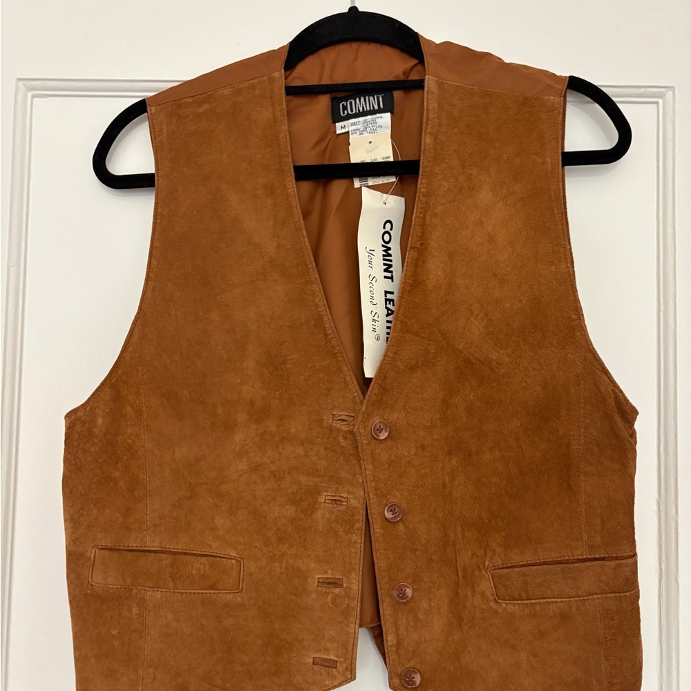 Tan Leather Suede Vest